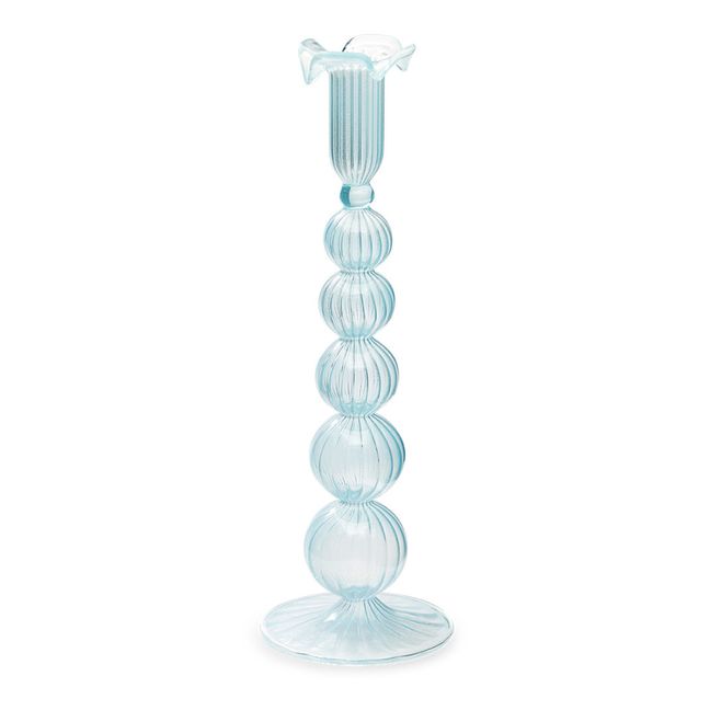 Cloudy Glass Candle Holder | Blue