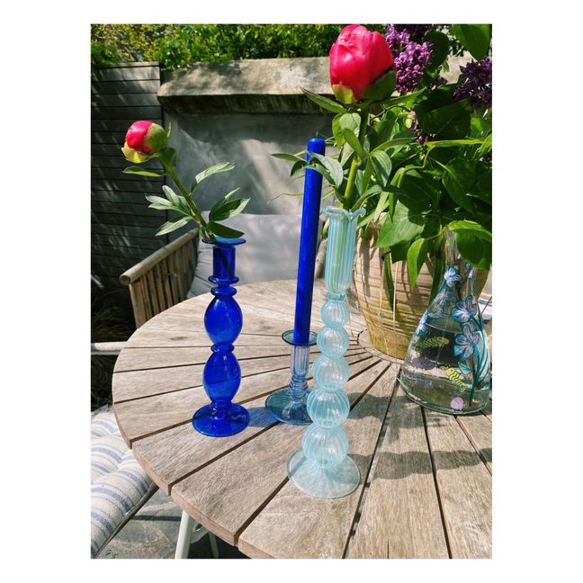 Bougeoir Cloudy en verre | Bleu