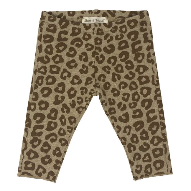 Legging Maille Lurex Léopard | Beige