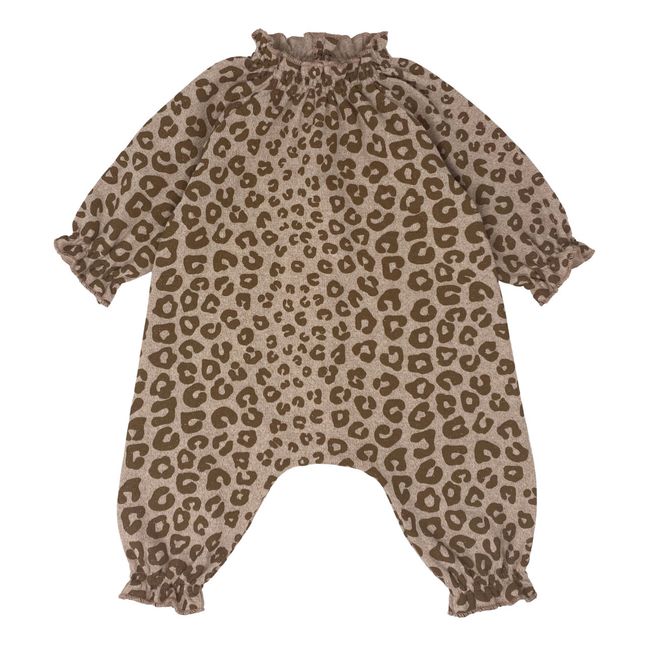 Mono de punto de leopardo y lúrex | Beige