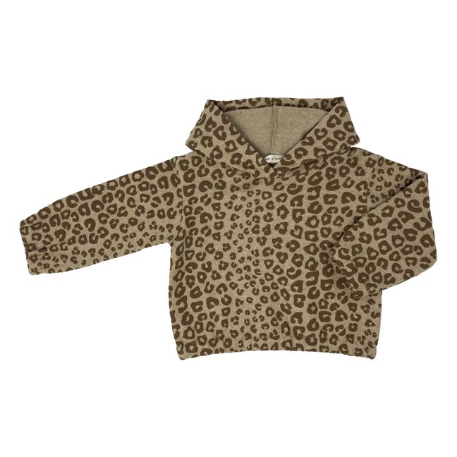 Sudadera con capucha de punto de leopardo Lurex | Beige