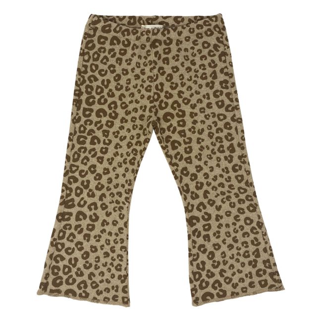 Leopard Lurex Mesh Trousers | Beige