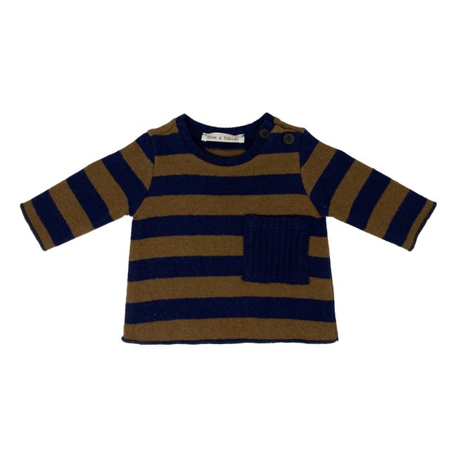 Pull Maille Rayé Poche | Blu marino
