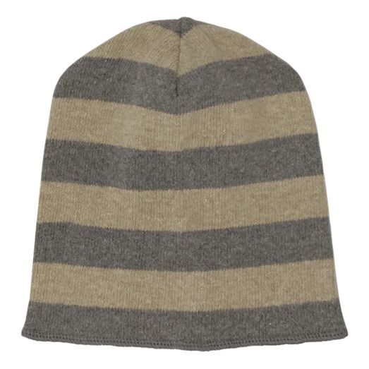 Gestreifte Strickmütze | Beige