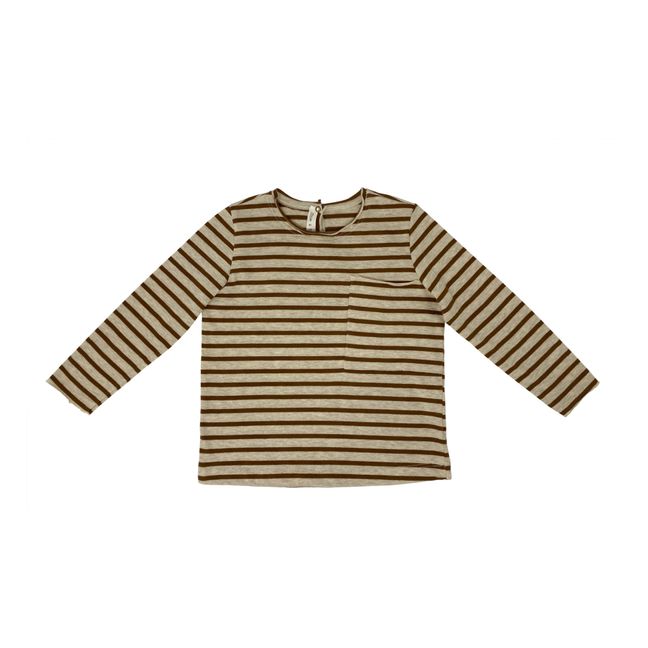 T-Shirt Rayé Poche | Camel
