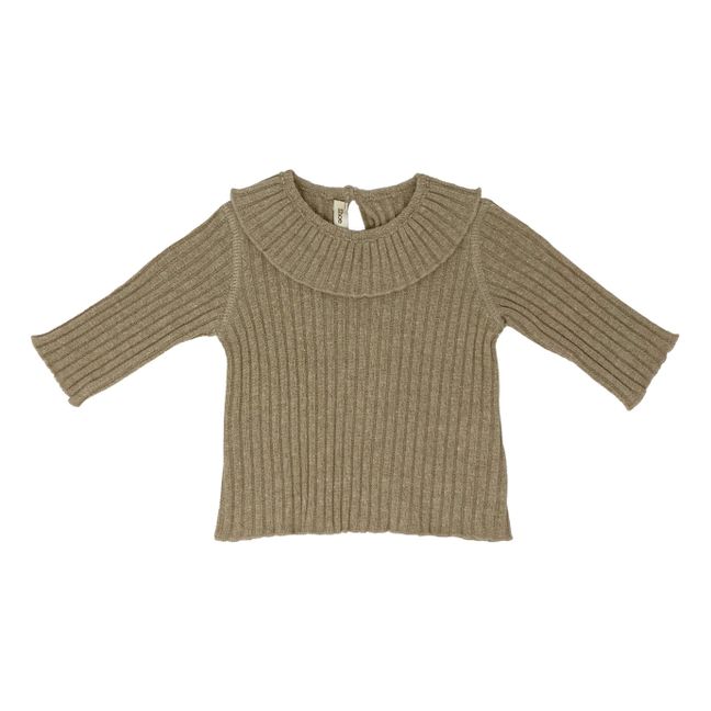 Baby Lurex Ribbed Sweater | Beige