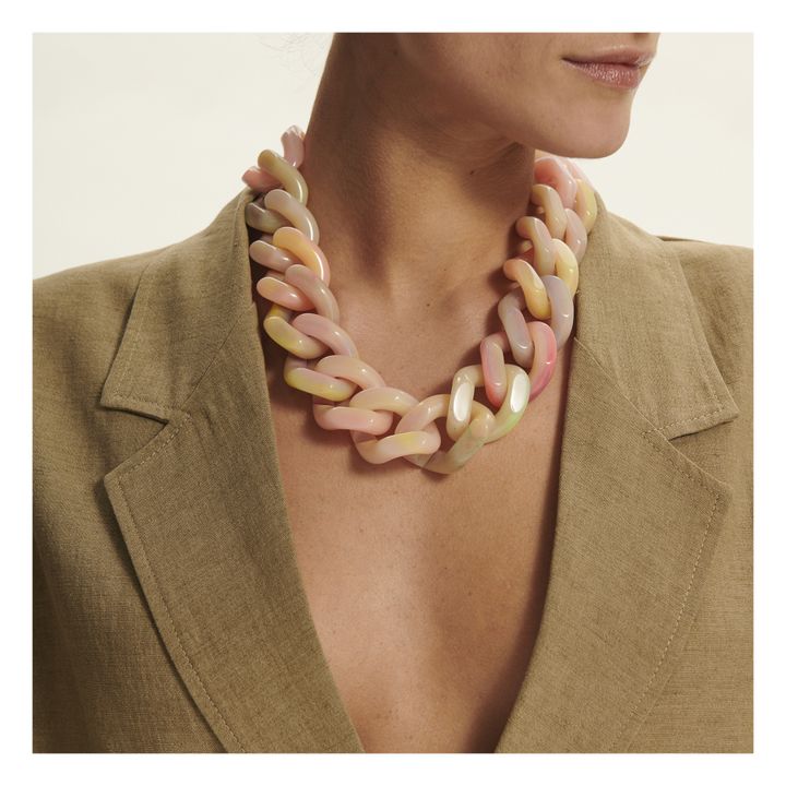 Flat Chain Rainbow Necklace | Rosa- Produktbild Nr. 1