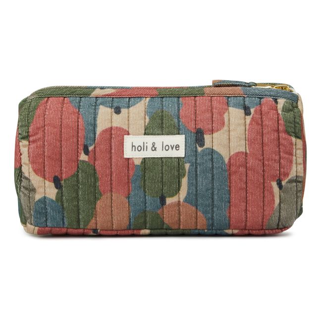 Trousse Matelassée Coton Bio Velours Côtelé Arbres | Vert kaki