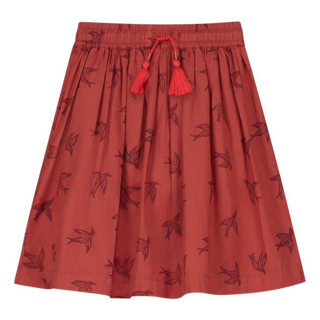 Skirt Organic Cotton Birds Jade | Terracotta