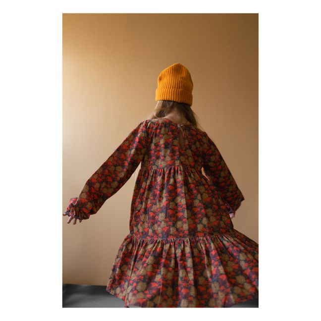 Robe Coton Bio Velours Côtelé Florale Kaya | Terracotta