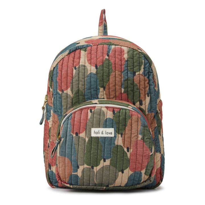 Quilted Organic Cotton Corduroy Backpack Trees | Khaki- Product image n°0