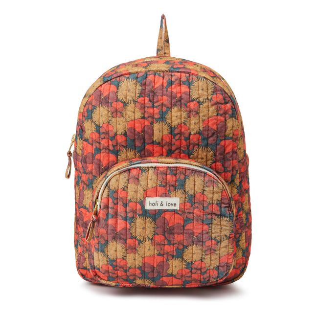 Sac à Dos Matelassé Coton Bio Velours Côtelé Floral | Terracotta