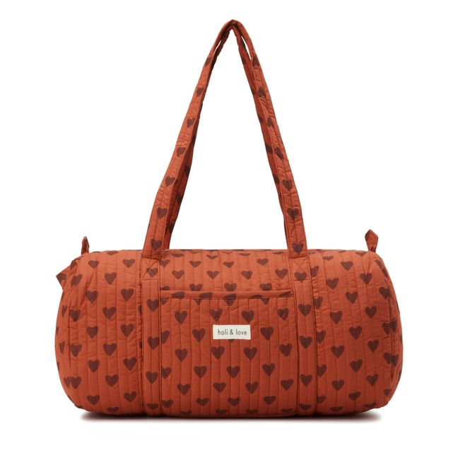 Organic Cotton Quilted Weekend Bag Hearts | Terracotta