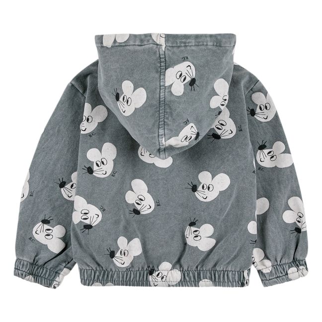 Sweat à Capuche Zippé Coton Bio Souris | Gris anthracite