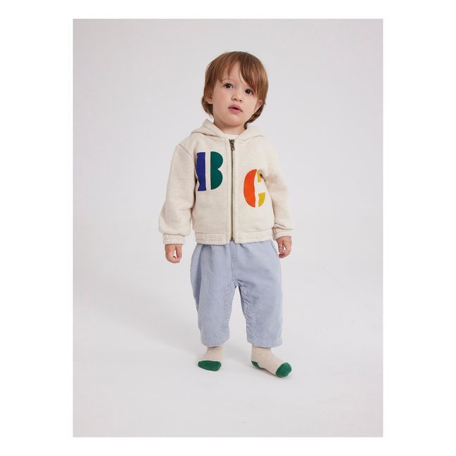 Sweat à Capuche Zippé Coton Bio BC | Ecru chiné