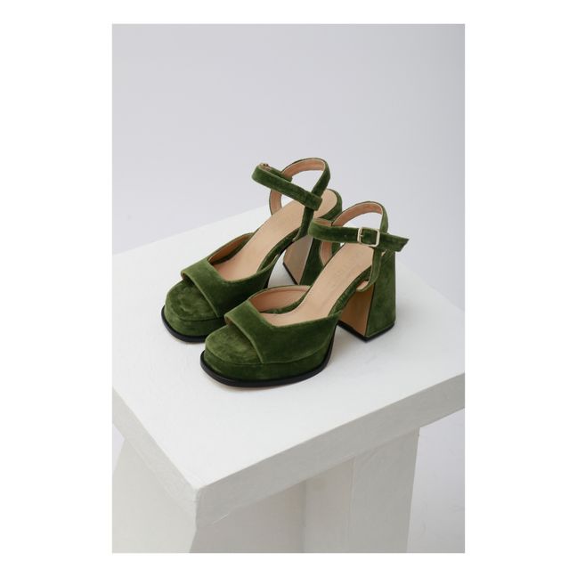 Sandales Garcia Velours | Vert kaki