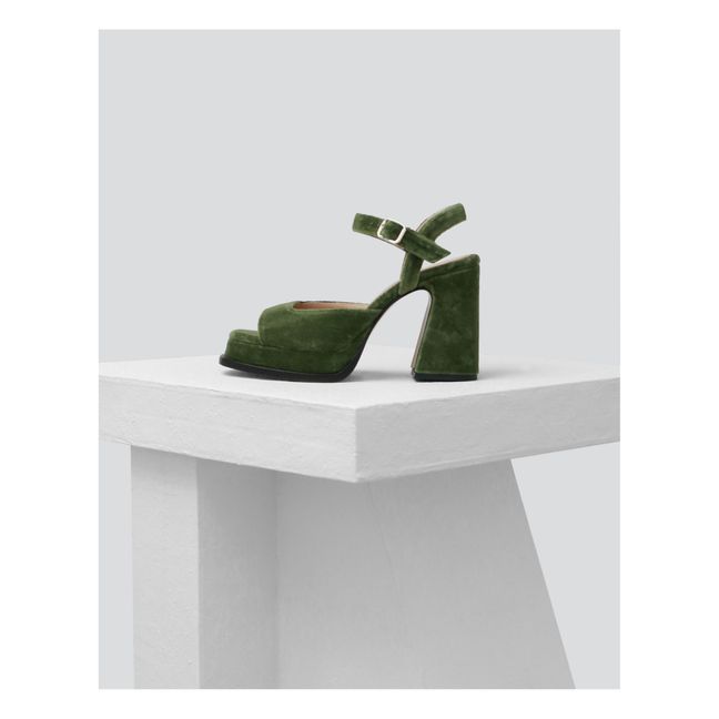 Sandales Garcia Velours | Vert kaki