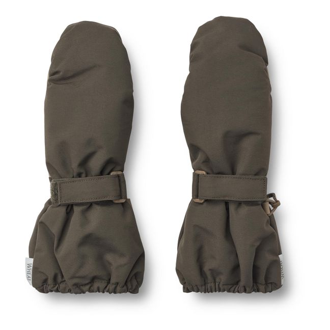 Solid Color Recycled Material Mittens | Khaki