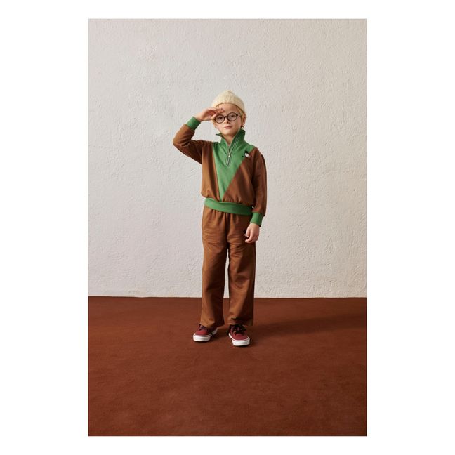 Sweat Coton Bio Col Zippé Writer | Marron