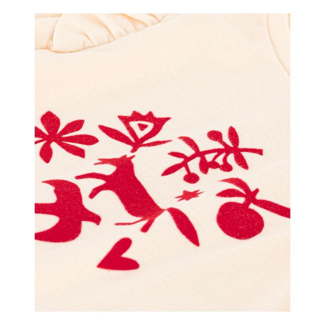 T-shirt with Ruffled Sleeves | Ecru