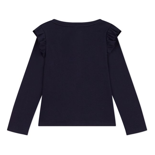 T-Shirt mit Volants | Navy