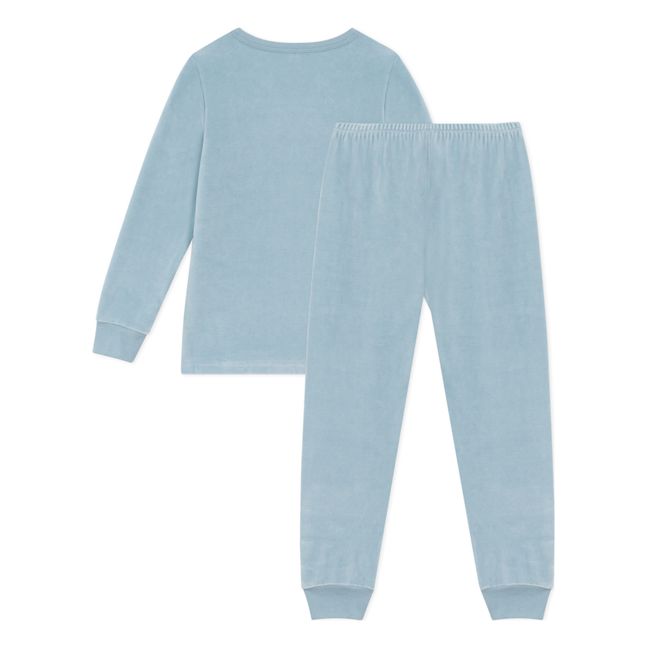 Pyjama en Velours Motif | Blau