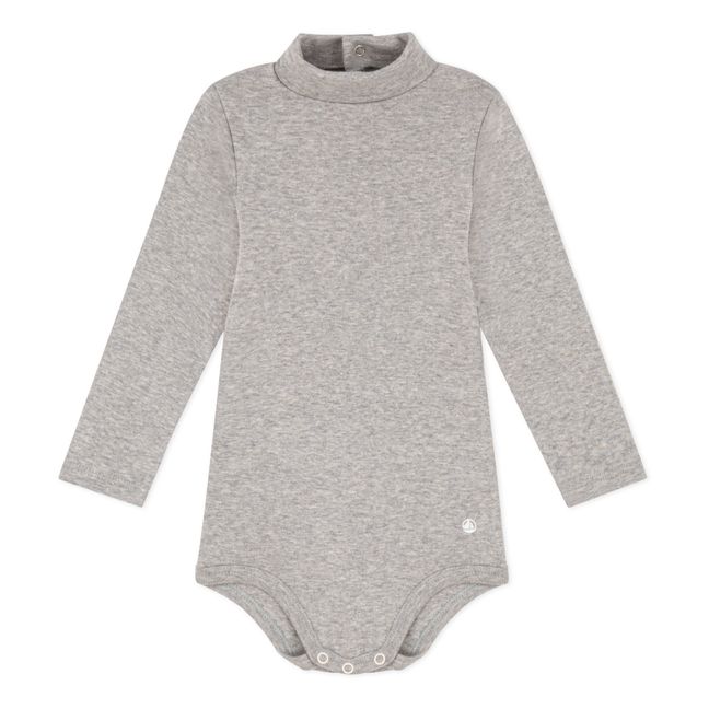 Body Coton Bio Col Roulé | Gris Jaspeado