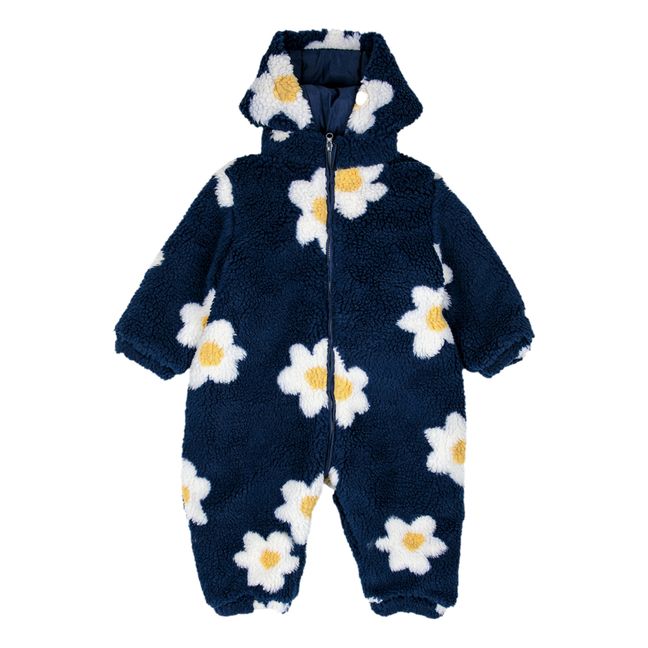 Pilote Façon Fourrure Fleurs | Navy