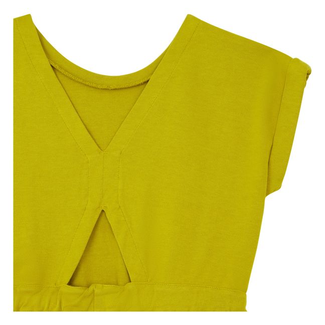 Tuta-Shorts Ragazza in Cotone Organico | Verde giallo