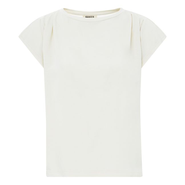 Camiseta plisada de algodón orgánico para mujer | Blanco Roto