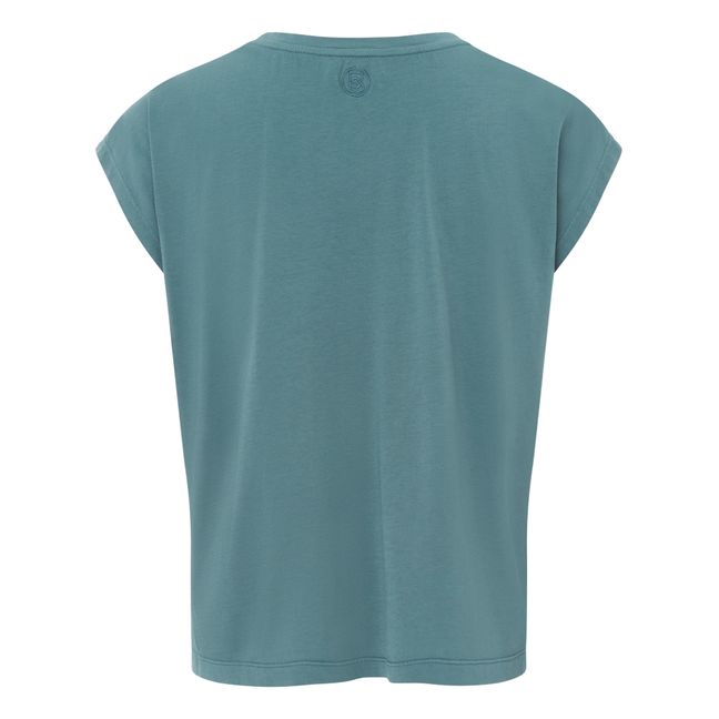Women's Organic Cotton Pleated T-shirt | Blue Green