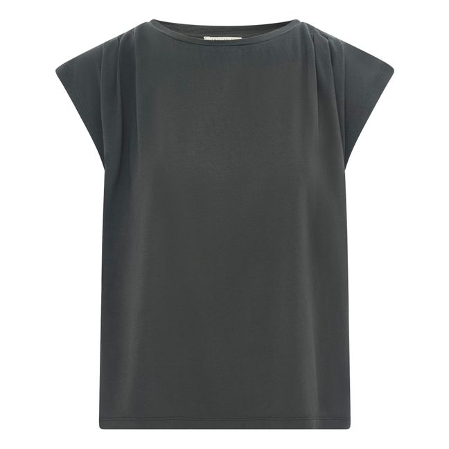 Plissee-T-Shirt für Mädchen aus Bio-Baumwolle | Schwarz