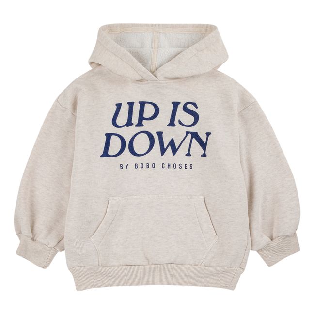 Up Is Down Organic Cotton Hooded Sweatshirt | Heather white