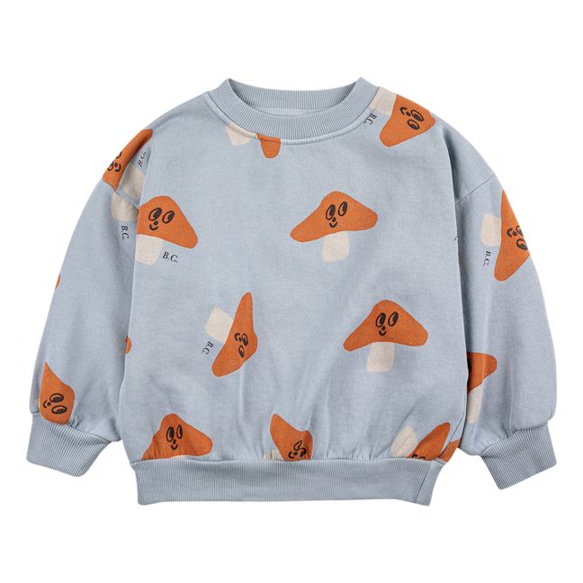 Organic Cotton Mushroom-Print Sweatshirt | Light blue