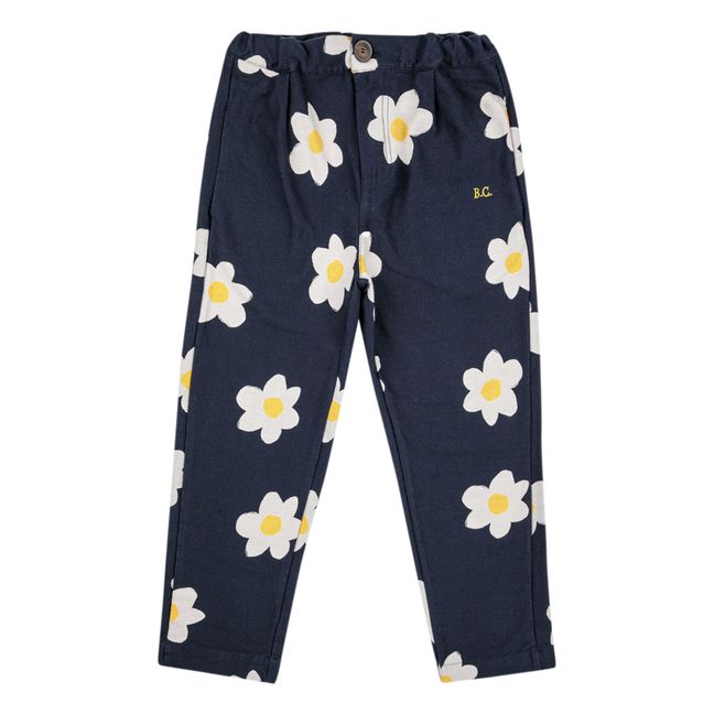 Organic Cotton Floral Pants | Navy blue