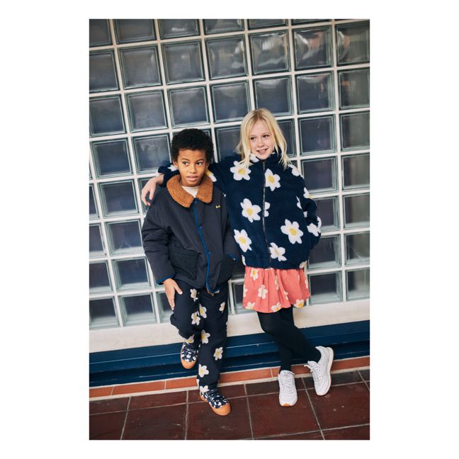 Organic Cotton Floral Pants | Navy blue