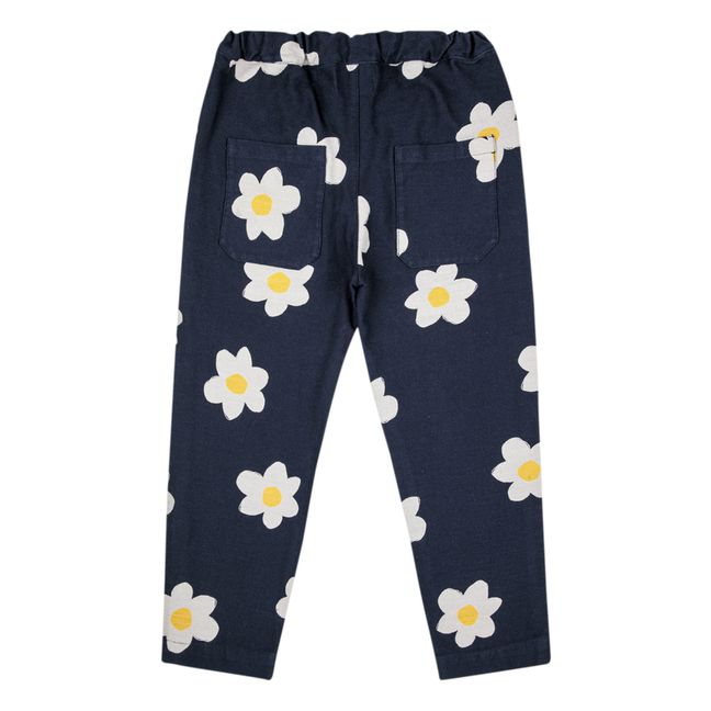 Organic Cotton Floral Pants | Navy blue