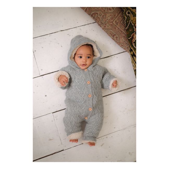 David Wool and Cotton Fur-Lined Baby Snowsuit | Blau