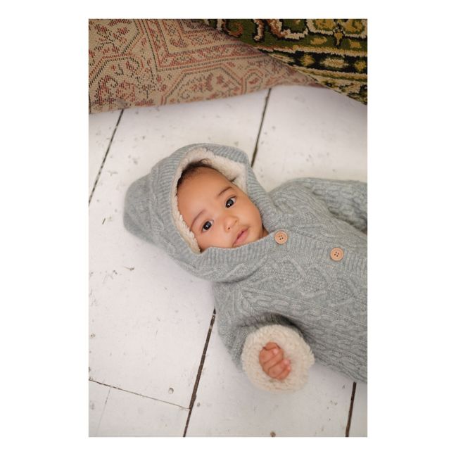 David Wool and Cotton Fur-Lined Baby Snowsuit | Blau