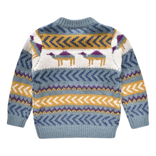 Arib Wool and Alpaca Jacquard Cardigan | Blue