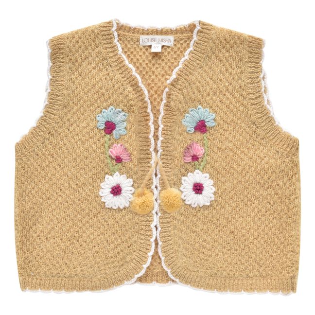 Gilet Brodé Main Sylna | Ocre