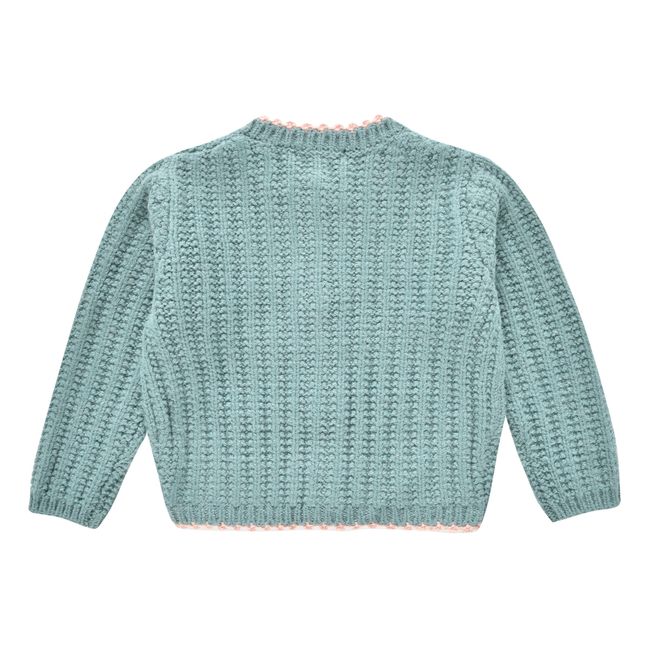 Shenna Hand Embroidered Cardigan | Blue Green