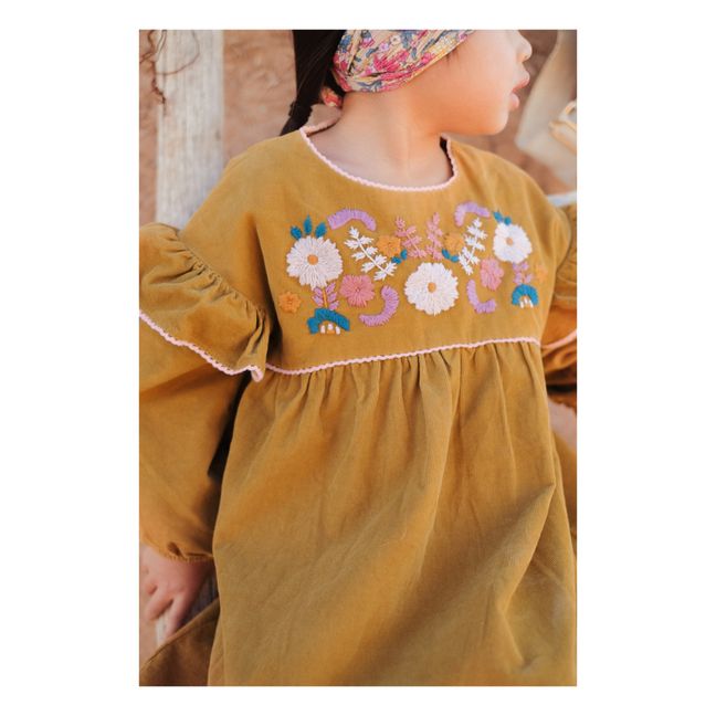 Louise Misha - Embroidery Organic Cotton Gauze Dress - Ochre