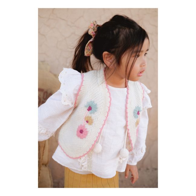 Gilet Brodé Main Sylna | Ecru