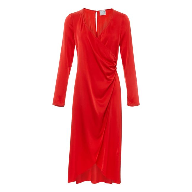 Abito in raso di seta stretch | Rosso