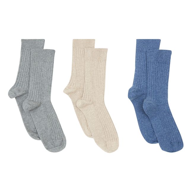 Kars Ribbed Socks - Set of 3 pairs | Blu