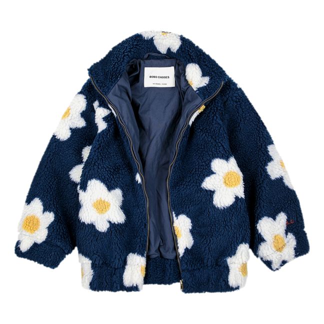 Manteau Polaire Fleurs | Bleu marine