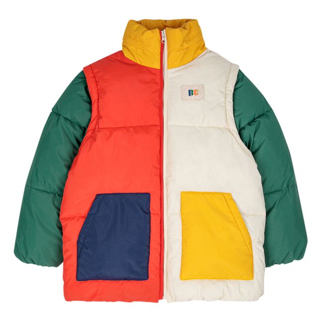 Colorblock Removable Sleeve Down Jacket | Ecru