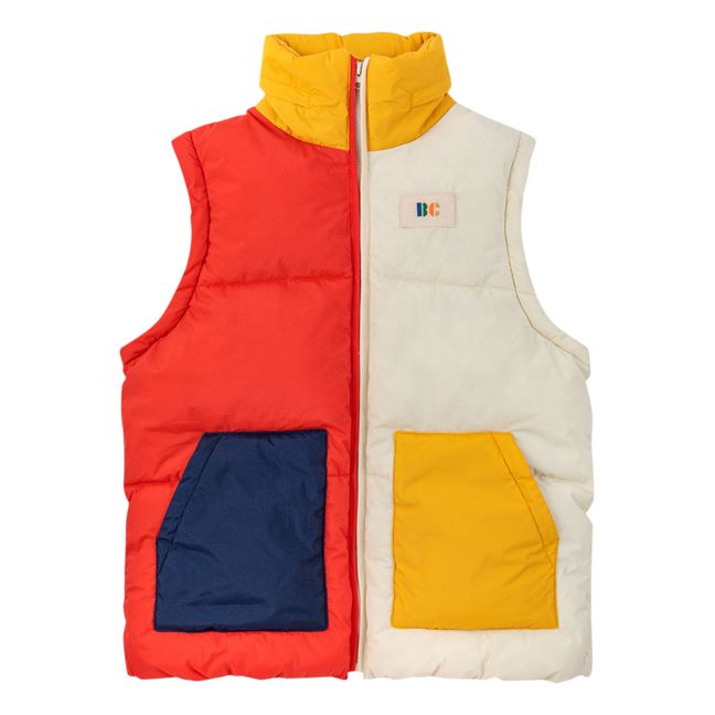 Colorblock Removable Sleeve Down Jacket | Ecru