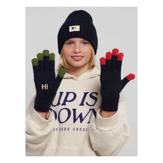 Two-coloured gloves | Midnight blue
